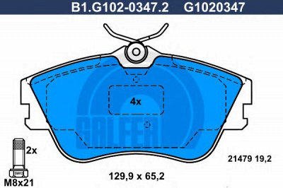 GALFER b1g10203472 -  Комплект тормозных колодок, дисковый тормоз