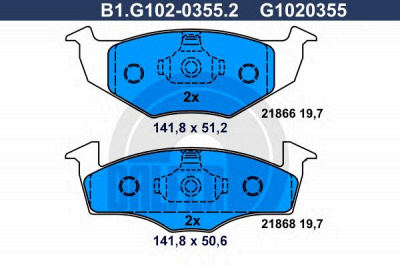 GALFER b1g10203552 -  Комплект тормозных колодок, дисковый тормоз