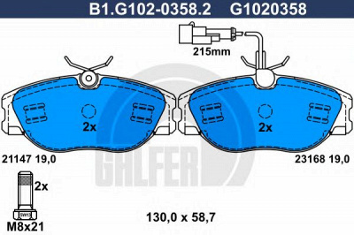 GALFER b1g10203582 -  Комплект тормозных колодок, дисковый тормоз