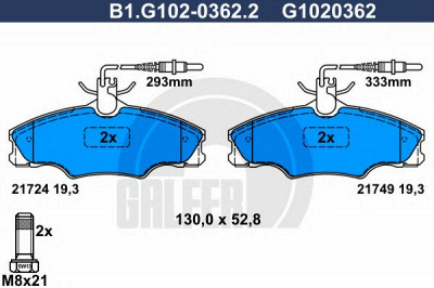 GALFER b1g10203622 -  Комплект тормозных колодок, дисковый тормоз