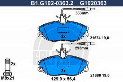 GALFER b1g10203632 -  Комплект тормозных колодок, дисковый тормоз
