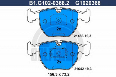 GALFER b1g10203682 -  Комплект тормозных колодок, дисковый тормоз