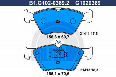 GALFER b1g10203692 -  Комплект тормозных колодок, дисковый тормоз