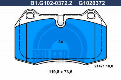GALFER b1g10203722 -  Комплект тормозных колодок, дисковый тормоз