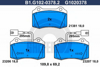 GALFER b1g10203782 -  Комплект тормозных колодок, дисковый тормоз