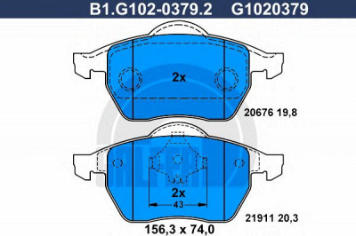 GALFER b1g10203792 -  Комплект тормозных колодок, дисковый тормоз