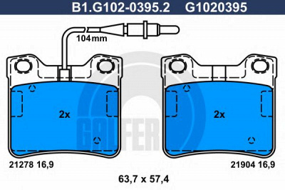 GALFER b1g10203952 -  Комплект тормозных колодок, дисковый тормоз