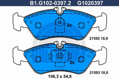 GALFER b1g10203972 -  Комплект тормозных колодок, дисковый тормоз