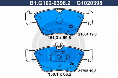 GALFER b1g10203982 -  Комплект тормозных колодок, дисковый тормоз
