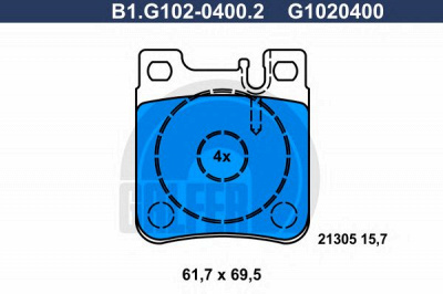 GALFER b1g10204002 -  Комплект тормозных колодок, дисковый тормоз