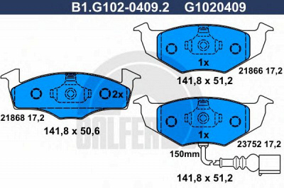 GALFER b1g10204092 -  Комплект тормозных колодок, дисковый тормоз