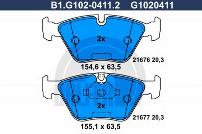 GALFER b1g10204112 -  Комплект тормозных колодок, дисковый тормоз