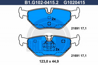 GALFER b1g10204152 -  Комплект тормозных колодок, дисковый тормоз