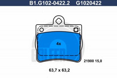 GALFER b1g10204222 -  Комплект тормозных колодок, дисковый тормоз