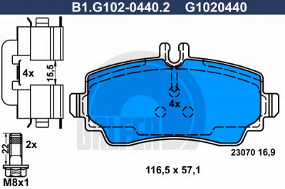 GALFER b1g10204402 -  Комплект тормозных колодок, дисковый тормоз
