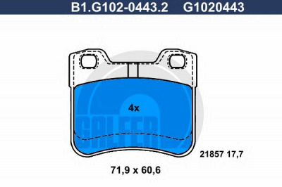 GALFER b1g10204432 -  Комплект тормозных колодок, дисковый тормоз