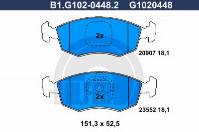GALFER b1g10204482 -  Комплект тормозных колодок, дисковый тормоз