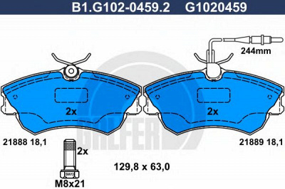 GALFER b1g10204592 -  Комплект тормозных колодок, дисковый тормоз