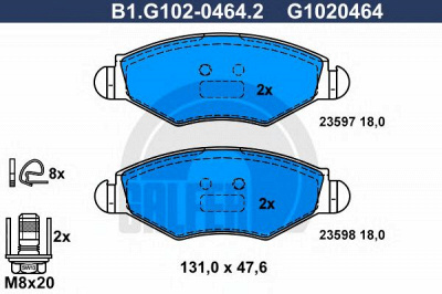 GALFER b1g10204642 -  Комплект тормозных колодок, дисковый тормоз