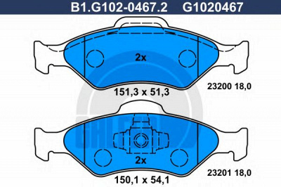 GALFER b1g10204672 -  Комплект тормозных колодок, дисковый тормоз