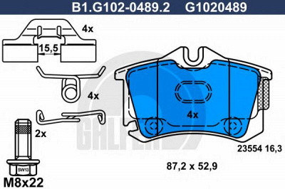 GALFER b1g10204892 -  Комплект тормозных колодок, дисковый тормоз