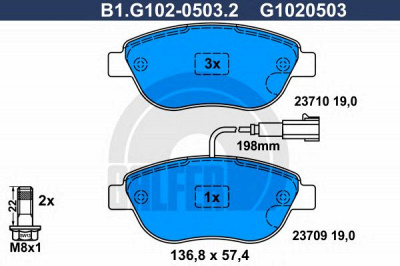 GALFER b1g10205032 -  Комплект тормозных колодок, дисковый тормоз