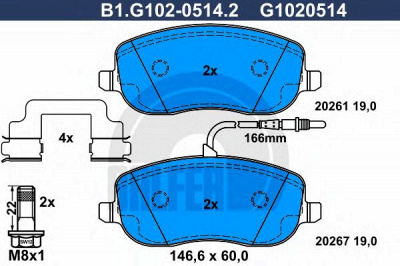 GALFER b1g10205142 -  Комплект тормозных колодок, дисковый тормоз