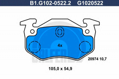 GALFER b1g10205222 -  Комплект тормозных колодок, дисковый тормоз