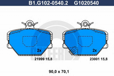 GALFER b1g10205402 -  Комплект тормозных колодок, дисковый тормоз