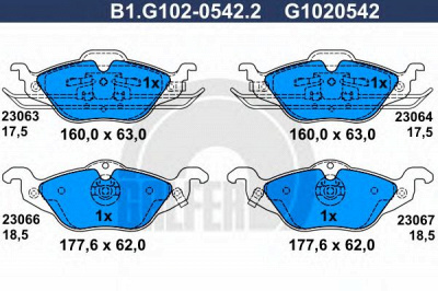 GALFER b1g10205422 -  Комплект тормозных колодок, дисковый тормоз