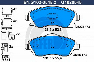 GALFER b1g10205452 -  Комплект тормозных колодок, дисковый тормоз
