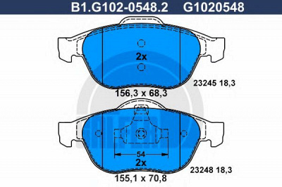 GALFER b1g10205482 -  Комплект тормозных колодок, дисковый тормоз