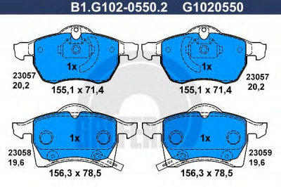 GALFER b1g10205502 -  Комплект тормозных колодок, дисковый тормоз