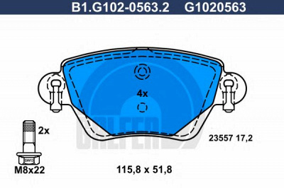 GALFER b1g10205632 -  Комплект тормозных колодок, дисковый тормоз