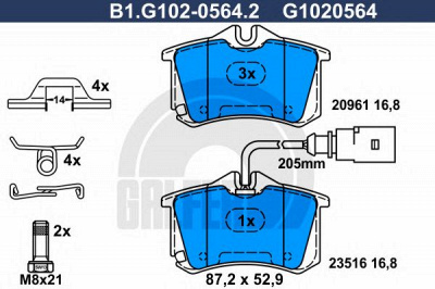 GALFER b1g10205642 -  Комплект тормозных колодок, дисковый тормоз