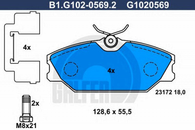 GALFER b1g10205692 -  Комплект тормозных колодок, дисковый тормоз