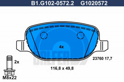 GALFER b1g10205722 -  Комплект тормозных колодок, дисковый тормоз