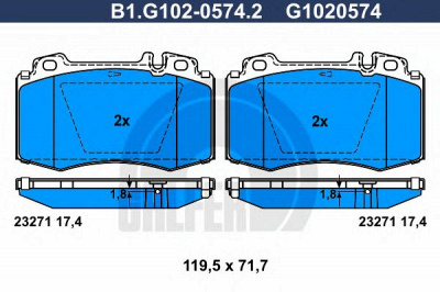 GALFER b1g10205742 -  Комплект тормозных колодок, дисковый тормоз