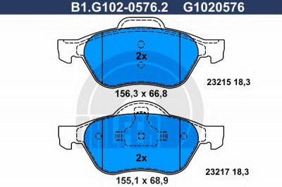 GALFER b1g10205762 -  Комплект тормозных колодок, дисковый тормоз