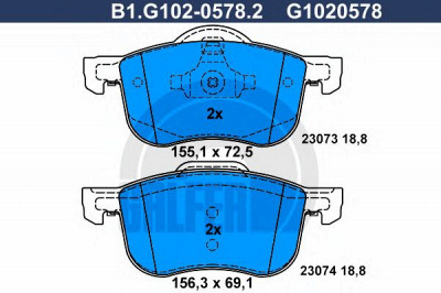 GALFER b1g10205782 -  Комплект тормозных колодок, дисковый тормоз