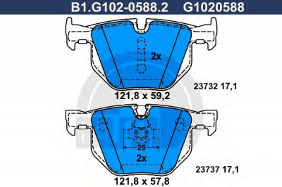 GALFER b1g10205882 -  Комплект тормозных колодок, дисковый тормоз