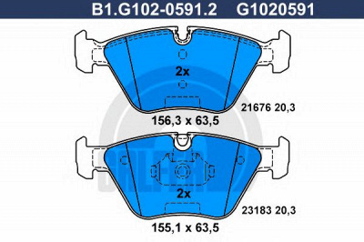 GALFER b1g10205912 -  Комплект тормозных колодок, дисковый тормоз
