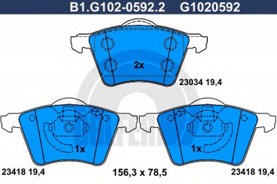 GALFER b1g10205922 -  Комплект тормозных колодок, дисковый тормоз