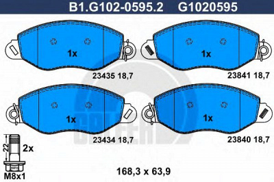 GALFER b1g10205952 -  Комплект тормозных колодок, дисковый тормоз