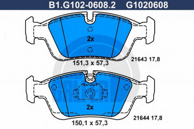 GALFER b1g10206082 -  Комплект тормозных колодок, дисковый тормоз