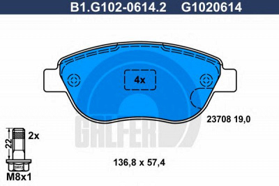 GALFER b1g10206142 -  Комплект тормозных колодок, дисковый тормоз