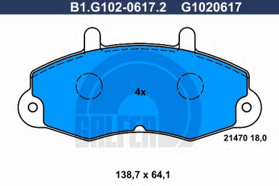 GALFER b1g10206172 -  Комплект тормозных колодок, дисковый тормоз