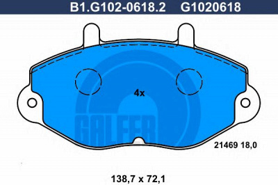GALFER b1g10206182 -  Комплект тормозных колодок, дисковый тормоз