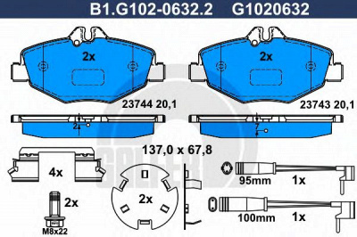 GALFER b1g10206322 -  Комплект тормозных колодок, дисковый тормоз