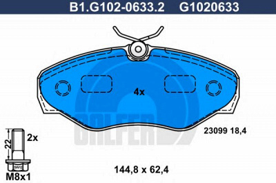 GALFER b1g10206332 -  Комплект тормозных колодок, дисковый тормоз